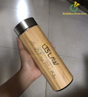 Bình Giữ Nhiệt Vỏ Tre Khắc Tên, Logo