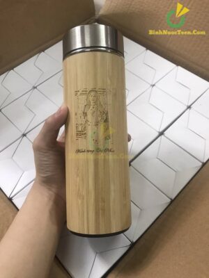 Bình Giữ Nhiệt Vỏ Tre Khắc Tên, Logo