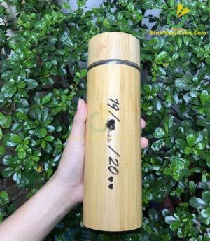 Bình Giữ Nhiệt Vỏ Tre Khắc Tên, Khắc Logo