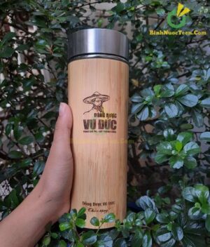 Bình Giữ Nhiệt Vỏ Tre Khắc Tên, Logo