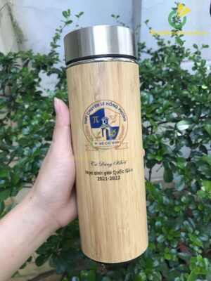 Bình Giữ Nhiệt Vỏ Tre Khắc Tên, Khắc Logo