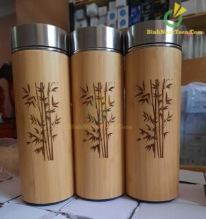 Bình Giữ Nhiệt Vỏ Tre Khắc Tên, Logo