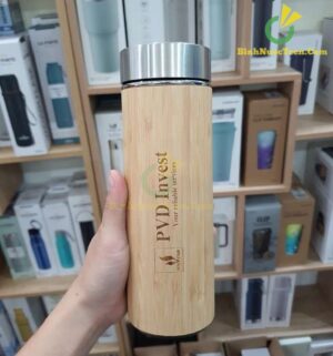 Bình Giữ Nhiệt Vỏ Tre Khắc Tên, Khắc Logo