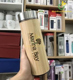 Bình Giữ Nhiệt Vỏ Tre Khắc Tên, Khắc Logo
