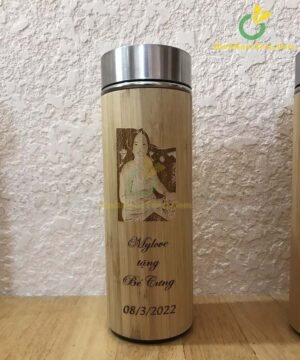 Bình Giữ Nhiệt Vỏ Tre Khắc Tên, Logo