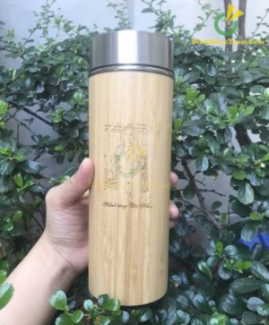 Bình Giữ Nhiệt Vỏ Tre Khắc Tên, Logo