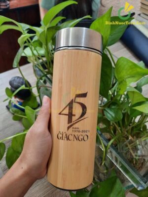 Bình Giữ Nhiệt Vỏ Tre Khắc Tên, Logo