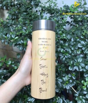 Bình Giữ Nhiệt Vỏ Tre Khắc Tên, Logo