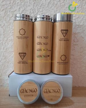 Bình Giữ Nhiệt Vỏ Tre Khắc Tên, Logo
