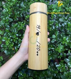 Bình Giữ Nhiệt Vỏ Tre Khắc Tên, Logo