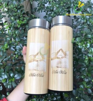 Bình Giữ Nhiệt Vỏ Tre Khắc Tên, Logo