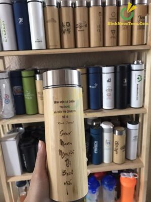 Bình Giữ Nhiệt Vỏ Tre Khắc Tên, Logo