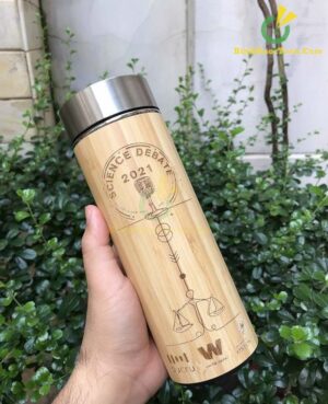 Bình Giữ Nhiệt Vỏ Tre Khắc Tên, Logo