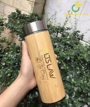 Bình Giữ Nhiệt Vỏ Tre Khắc Tên, Logo