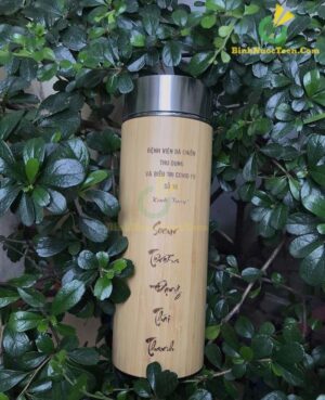 Bình Giữ Nhiệt Vỏ Tre Khắc Tên, Logo