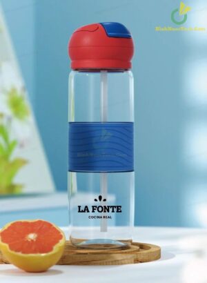 Bình Nước Nhựa La Fonte 550ml Thể Thao Kèm Ống Hút - 004084