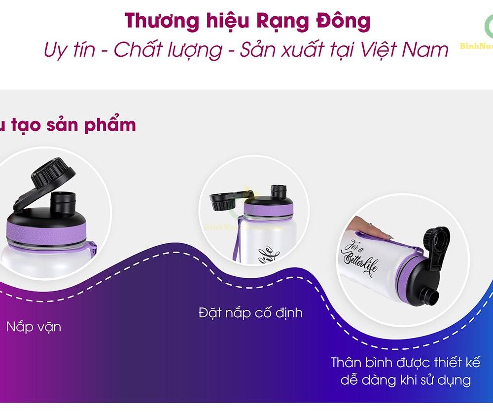 Bình Nước Nhựa Rạng Đông In Logo RD-12PX 1L/1,2L 1