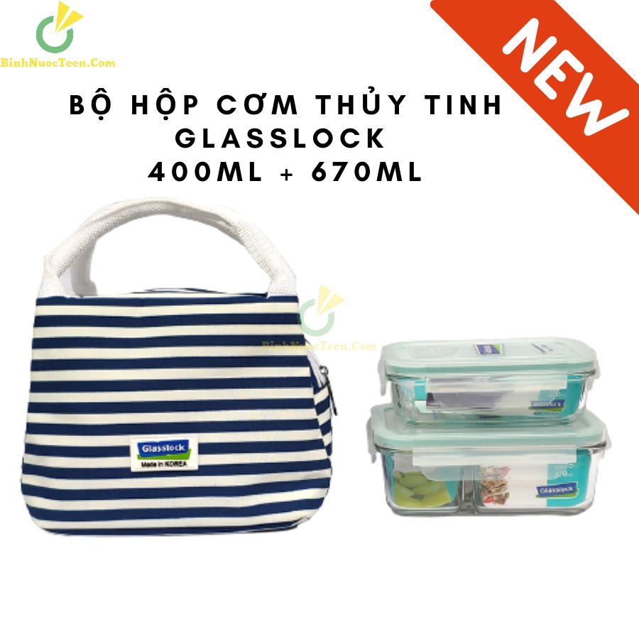 Bộ Hộp Cơm Thủy Tinh Glasslock 400ml + 670ml Chia Ngăn LUNCH40-67K 1