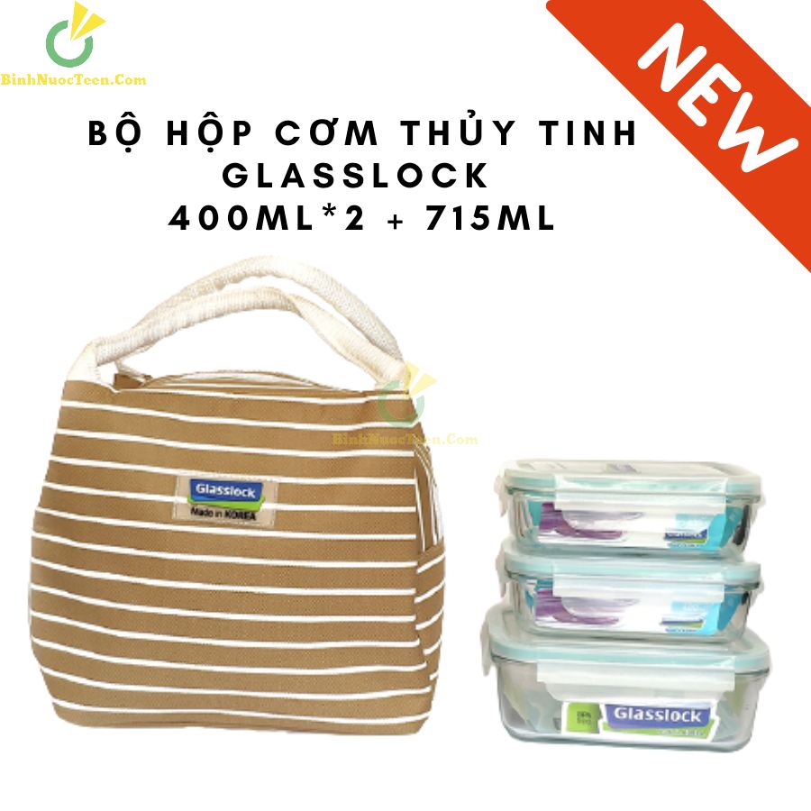 Bộ Hộp Cơm Thủy Tinh Glasslock 400ml*2 + 715ml - LUNCH 40×2-71K 5