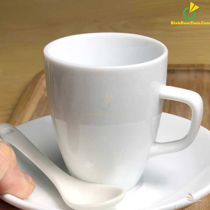 Bộ Ly Sứ Trắng Latte Dáng Đức LS121 In Logo Theo Yêu Cầu