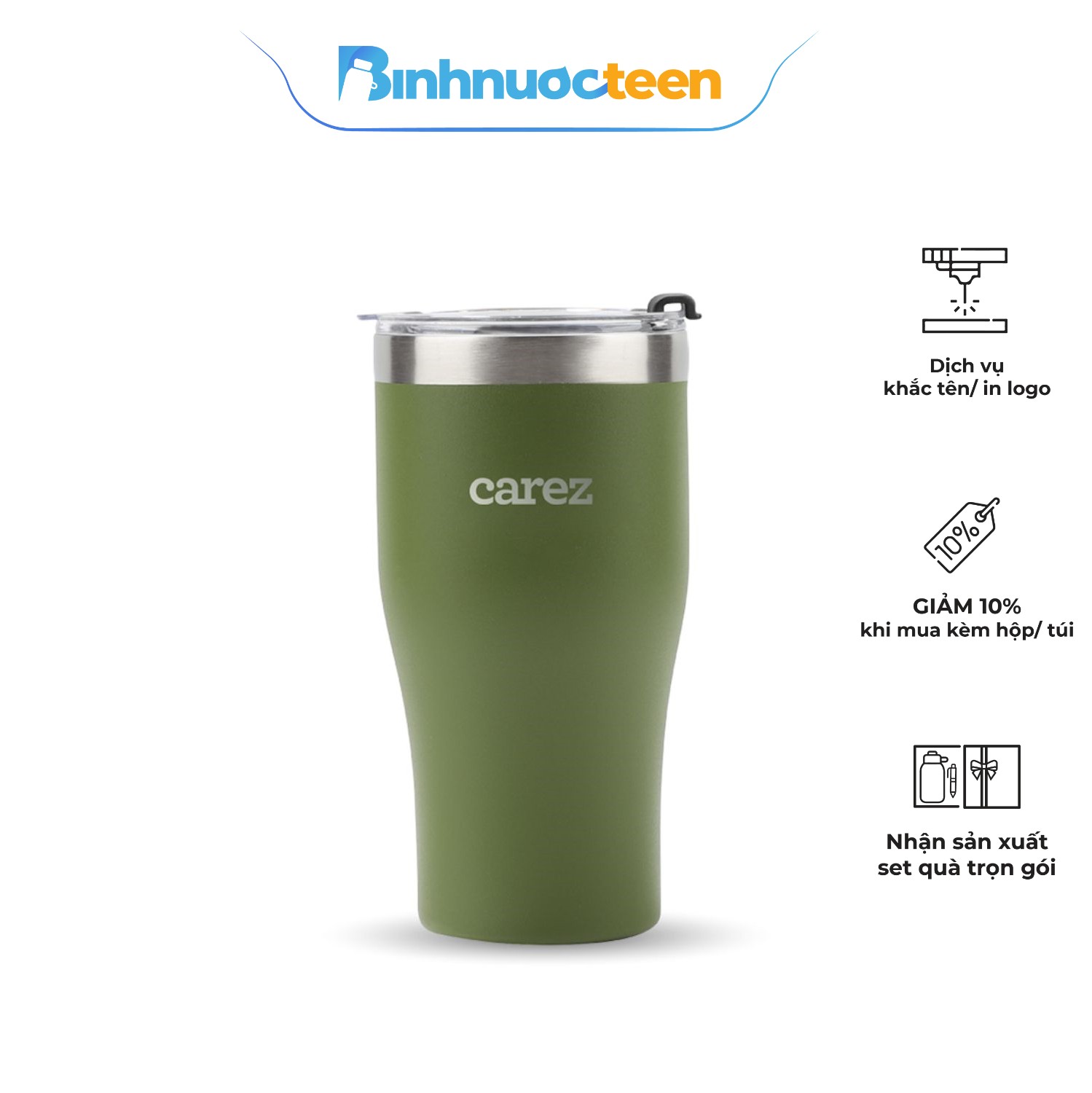 Ly Giữ Nhiệt CAREZ 600ml Inox 304 ITC596SG600N