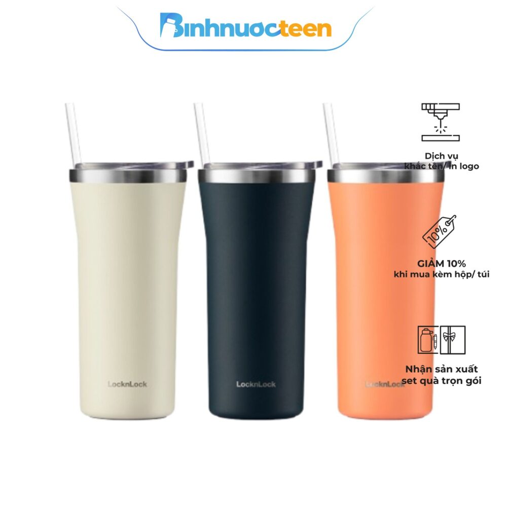 Ly Giữ Nhiệt Lock&Lock 870ml Daily Essential Tumbler LHC4325 Kèm Ống Hút Và Cọ Rửa