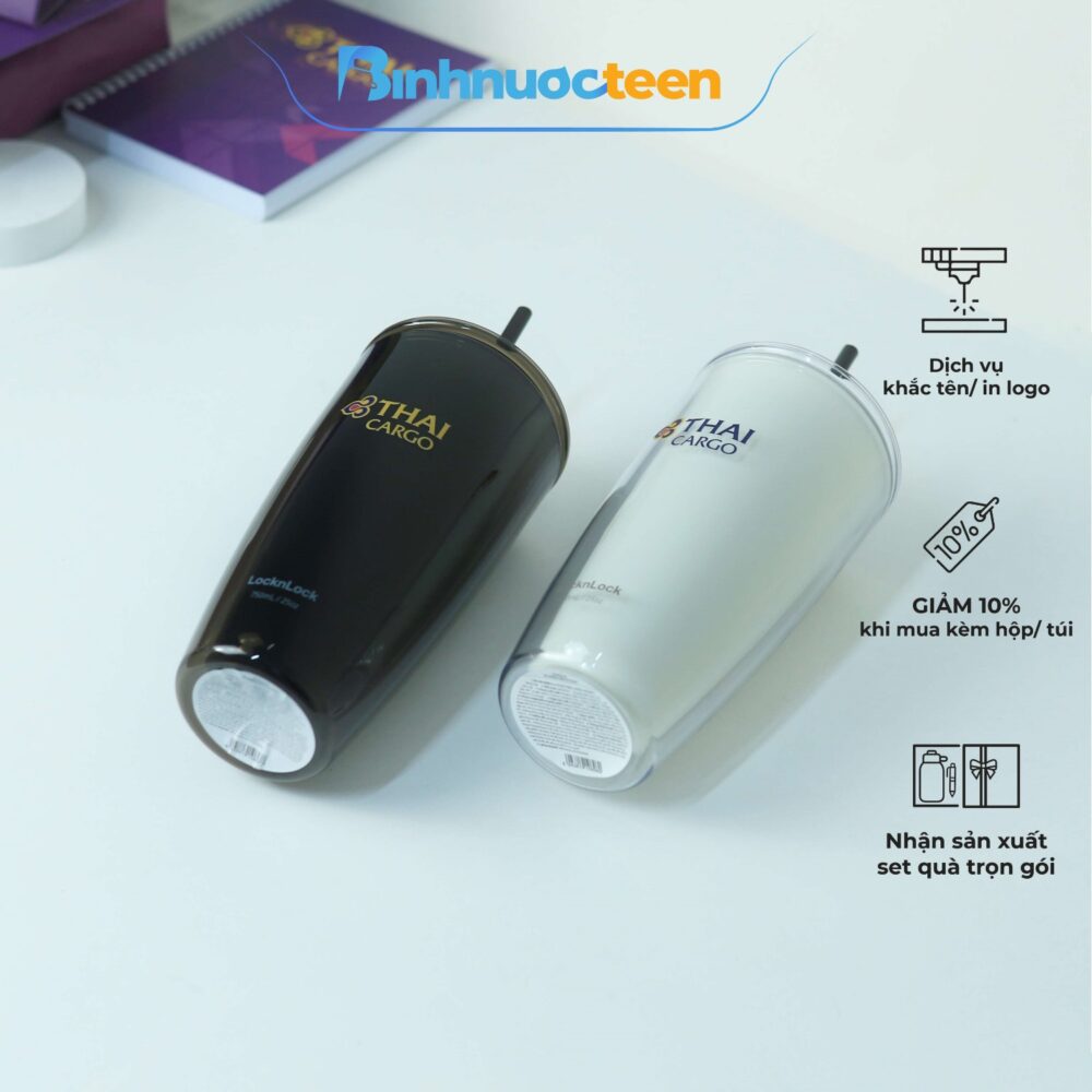 Ly nhựa Lock&Lock 2 lớp kèm ống hút HAP507 750ml