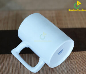 Ly Sứ Bát Tràng Trắng Quai C Vuông LS108 In Logo Theo Yêu Cầu