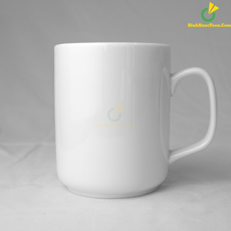 Ly Sứ Bát Tràng Trắng Quai Số 7 LS109 In Logo Theo Yêu Cầu