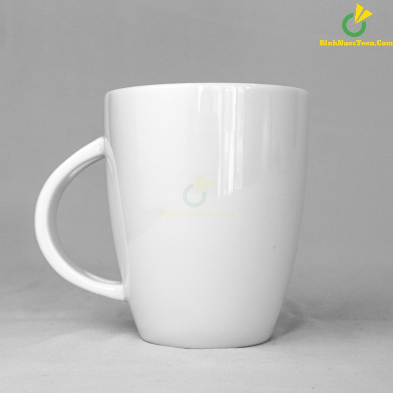 Ly Sứ Bát Tràng Trắng Thóp Quai Thìa LS127 In Logo Theo Yêu Cầu