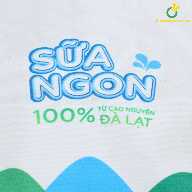 Túi Vải Canvas Dạng Hộp TVC06-3 In Logo Túi Sữa Ngon Đà Lạt Màu Trắng 4
