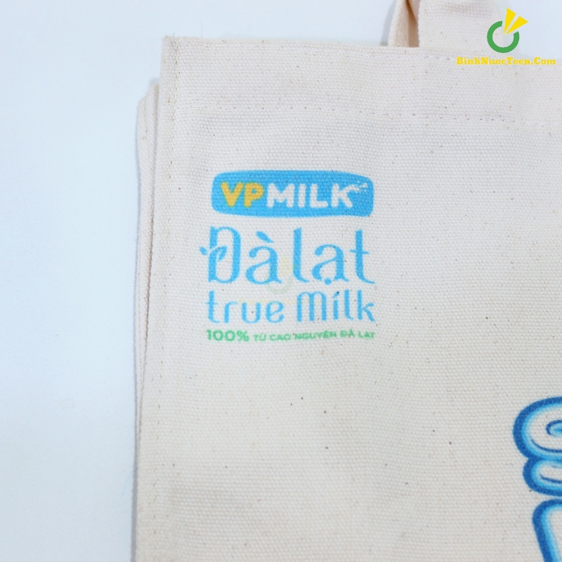 Túi Vải Canvas Dạng Hộp TVC06-3 In Logo Túi Sữa Ngon Đà Lạt Màu Trắng 5