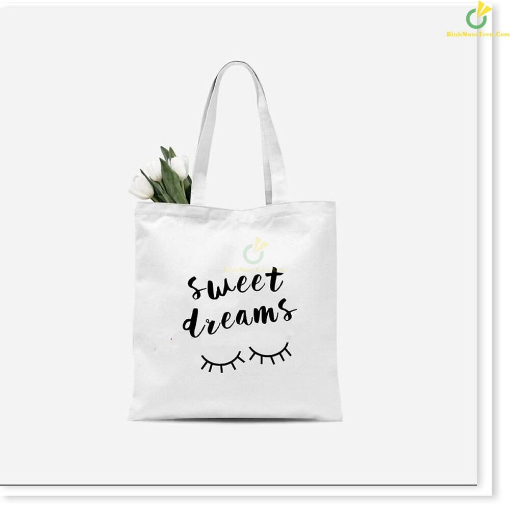 Túi Vải Canvas In Logo Có Quai Đeo Có Khoá Kéo 11