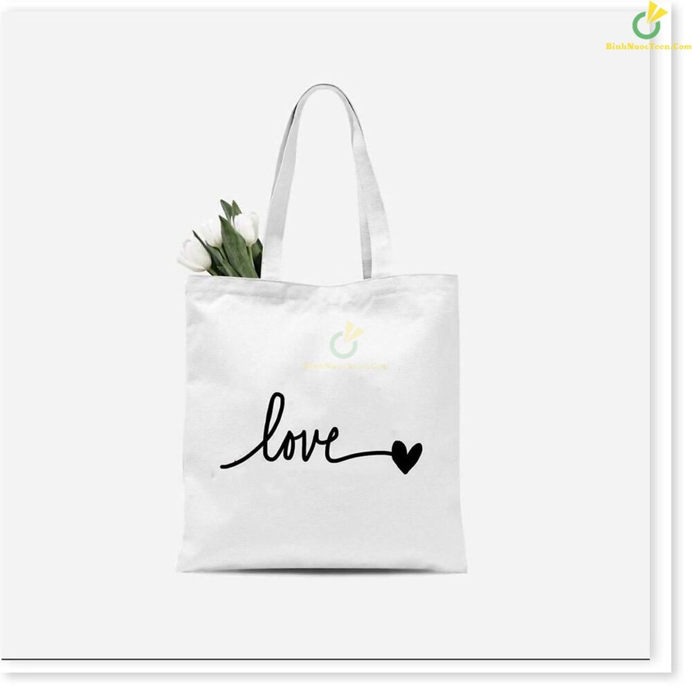 Túi Vải Canvas In Logo Có Quai Đeo Có Khoá Kéo 12