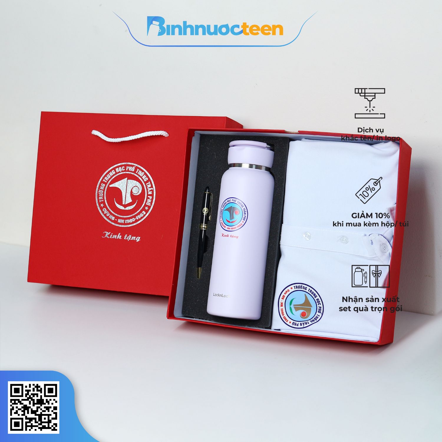 Set Quà Tặng Bình Giữ Nhiệt + Bút Và Áo Đồng Phục SQT161