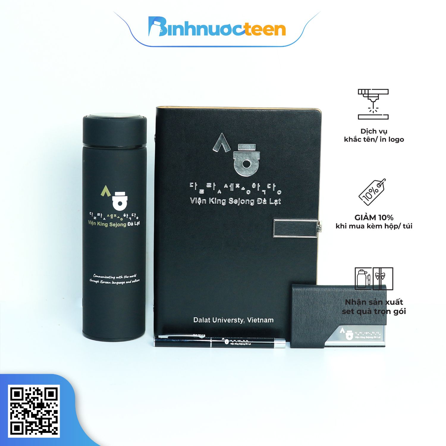 Set Quà Tặng Sổ + Bình + Bút Và NameCard SQT117