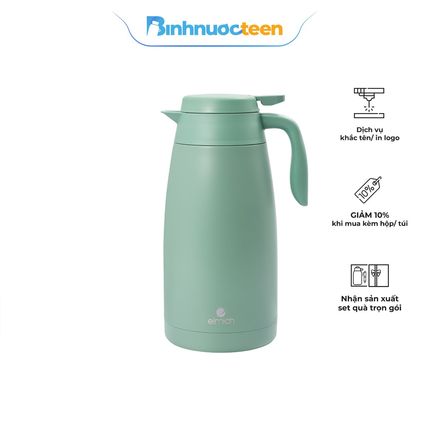Bình giữ nhiệt inox 304 Elmich EL1291WG dung tích 1.6L - Binhnuocteen.com