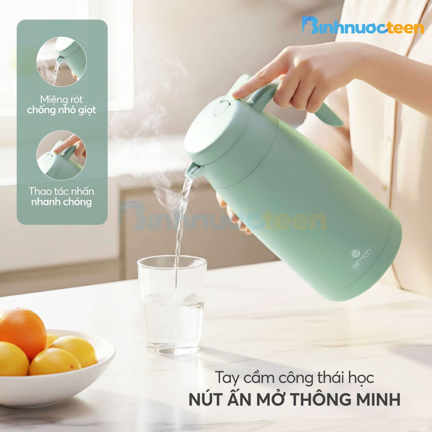 Bình giữ nhiệt inox 304 Elmich EL1291WG dung tích 1.6L - Binhnuocteen.com