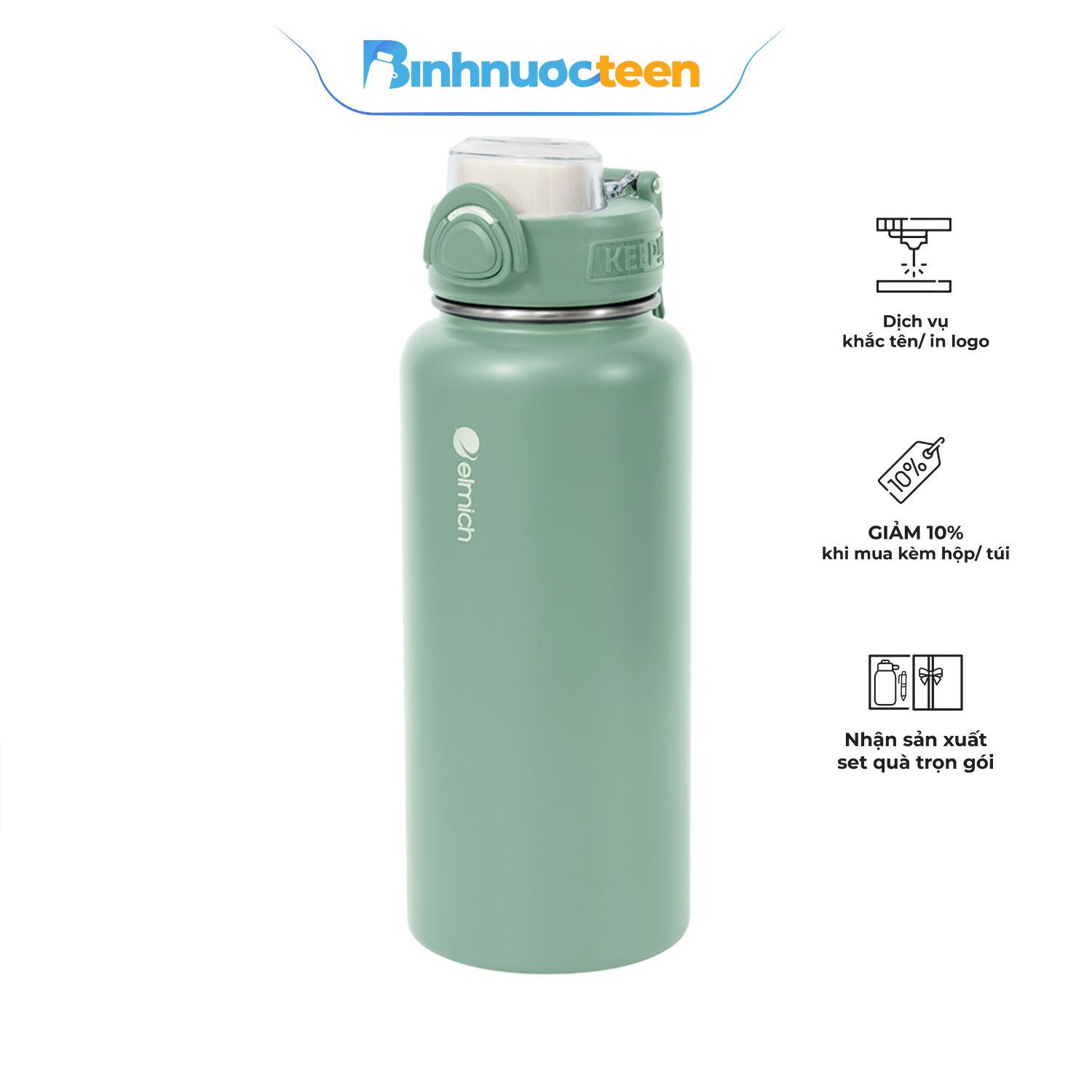 Bình giữ nhiệt inox 304 Elmich EL8394 dung tích 940ml - Binhnuocteen.com