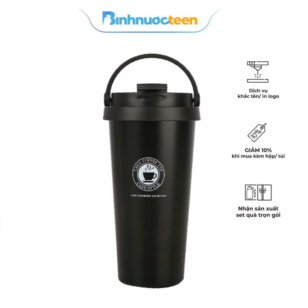 Ly giữ nhiệt La Fonte inox 304 nắp bật có quai xách 500ml-010221 - Binhnuocteen.com