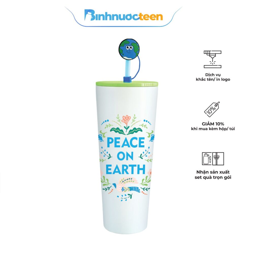 Ly Giữ Nhiệt Inox 304 La Fonte Peace On Earth-880ML-015639 - Binhnuocteen.com