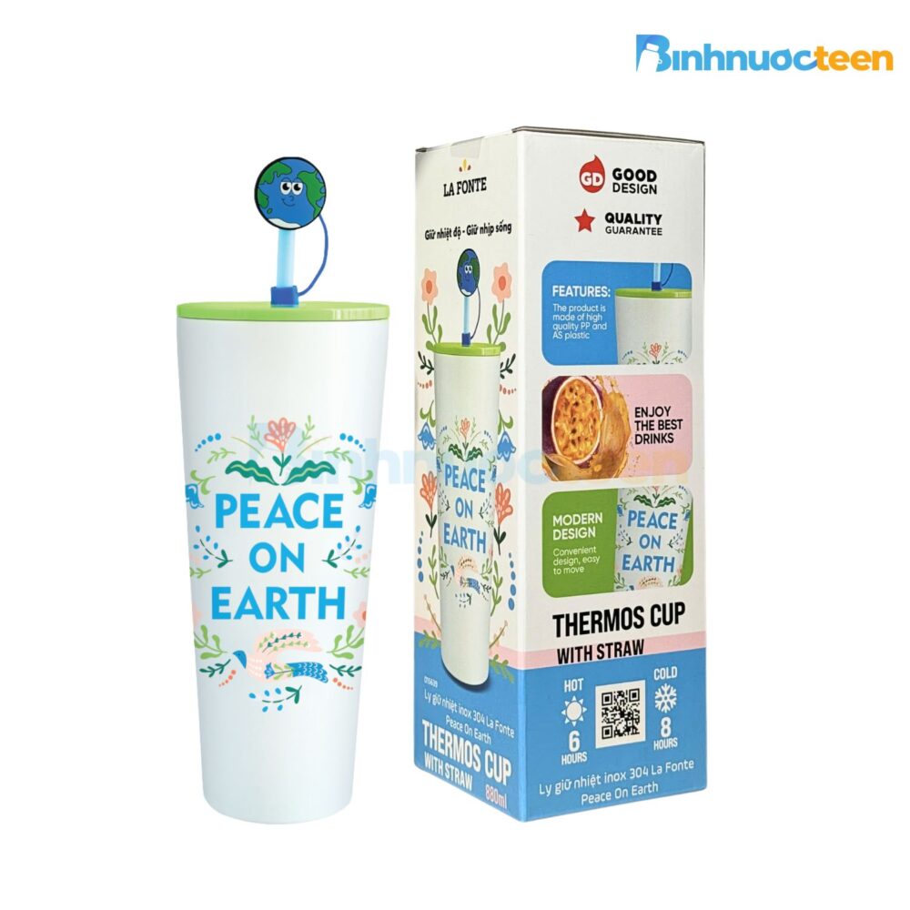 Ly Giữ Nhiệt Inox 304 La Fonte Peace On Earth-880ML-015639 - Binhnuocteen.com