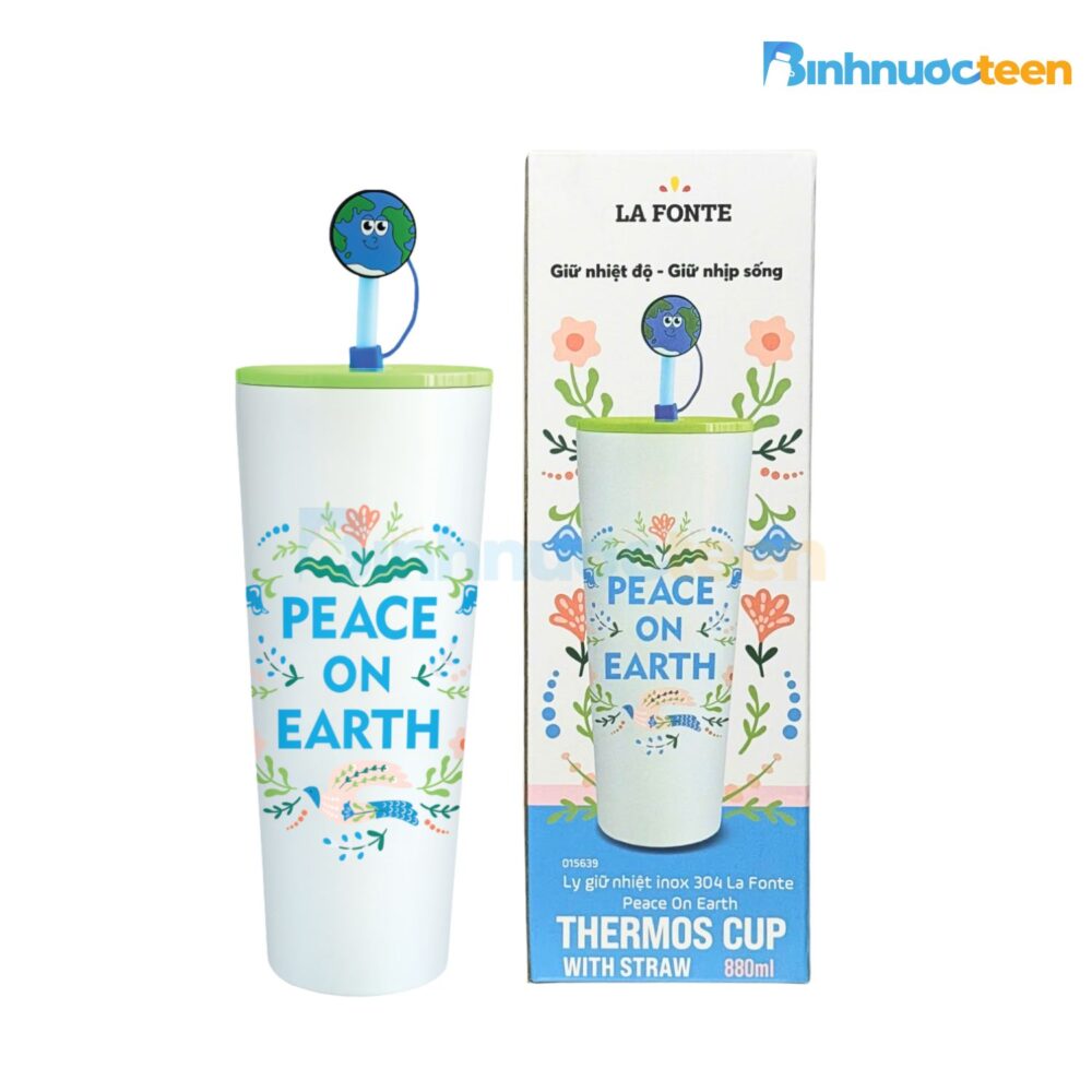 Ly Giữ Nhiệt Inox 304 La Fonte Peace On Earth-880ML-015639 - Binhnuocteen.com