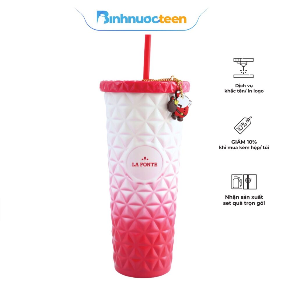 Ly Giữ Nhiệt Ombre Inox 304 La Fonte Kèm Charm Santa-890ML-015660 - Binhnuocteen.com