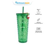 Ly nhựa 2 lớp La Fonte vân pha lê kèm charm Santa 800ml 015691