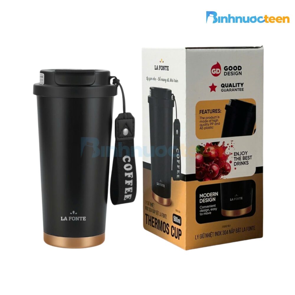 Ly Giữ Nhiệt Inox Nắp Bật La Fonte 500ml-015912 - Binhnuocteen.com