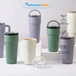 Ly giữ nhiệt thép phủ sứ, có ống hút 3 màu LocknLock 900ml LHC4419