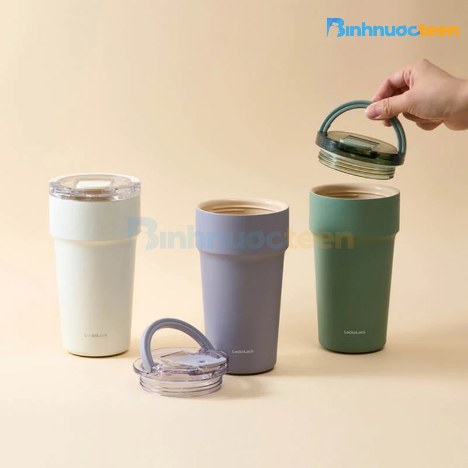 Ly giữ nhiệt LocknLock 710ml thép phủ sứ LHC4416 - Binhnuocteen.com