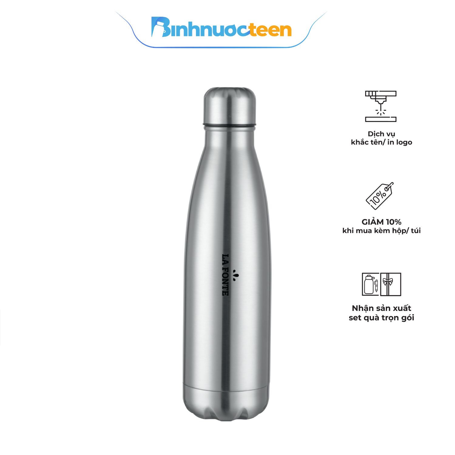 Bình giữ nhiệt inox 304 La Fonte Aura 500 ml 012324-GRA - Binhnuocteen.com