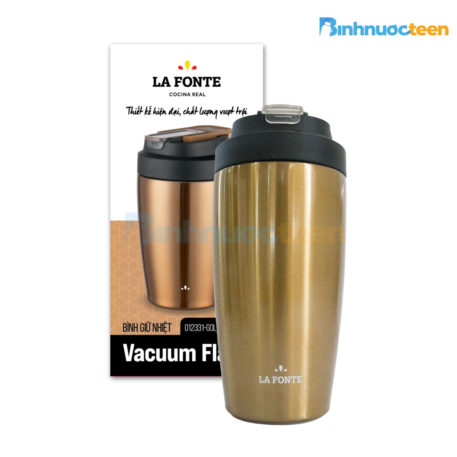 Bình giữ nhiệt inox 304 La Fonte gold 450 ml 012331-GOL - Binhnuocteen.com